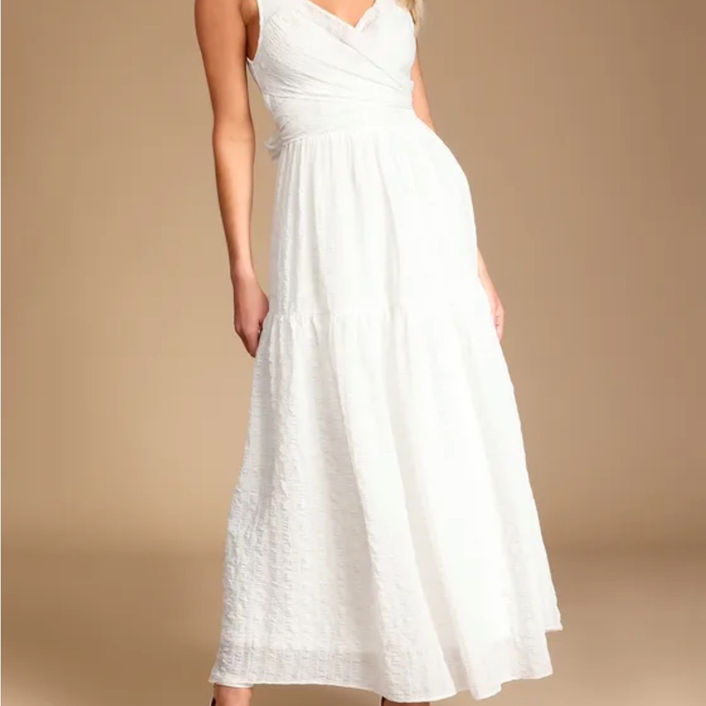 White Bow Flowy Midi Dress